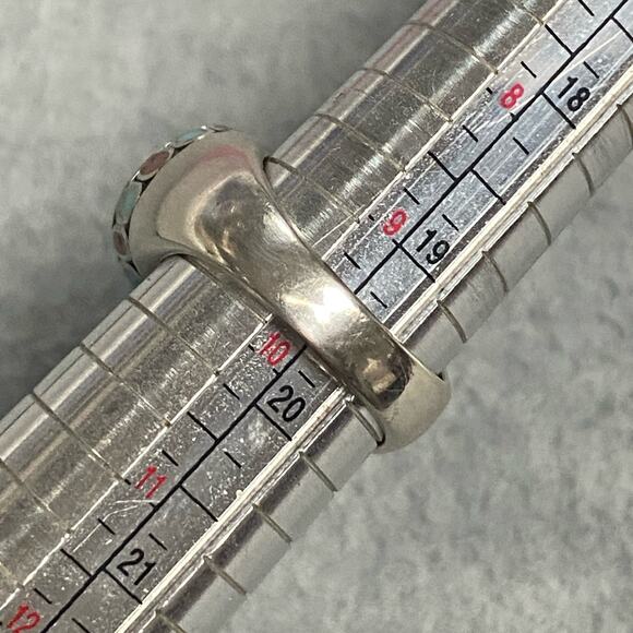 Designer CFJ Thai Sterling 925 MOP Western Band Statement Cocktail Ring Sz 9.75